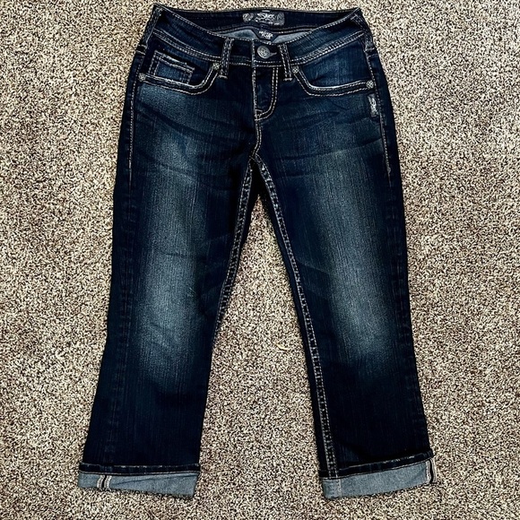 EUC Silver Denim Capri Pants, Size 25 Waist - Picture 1 of 4